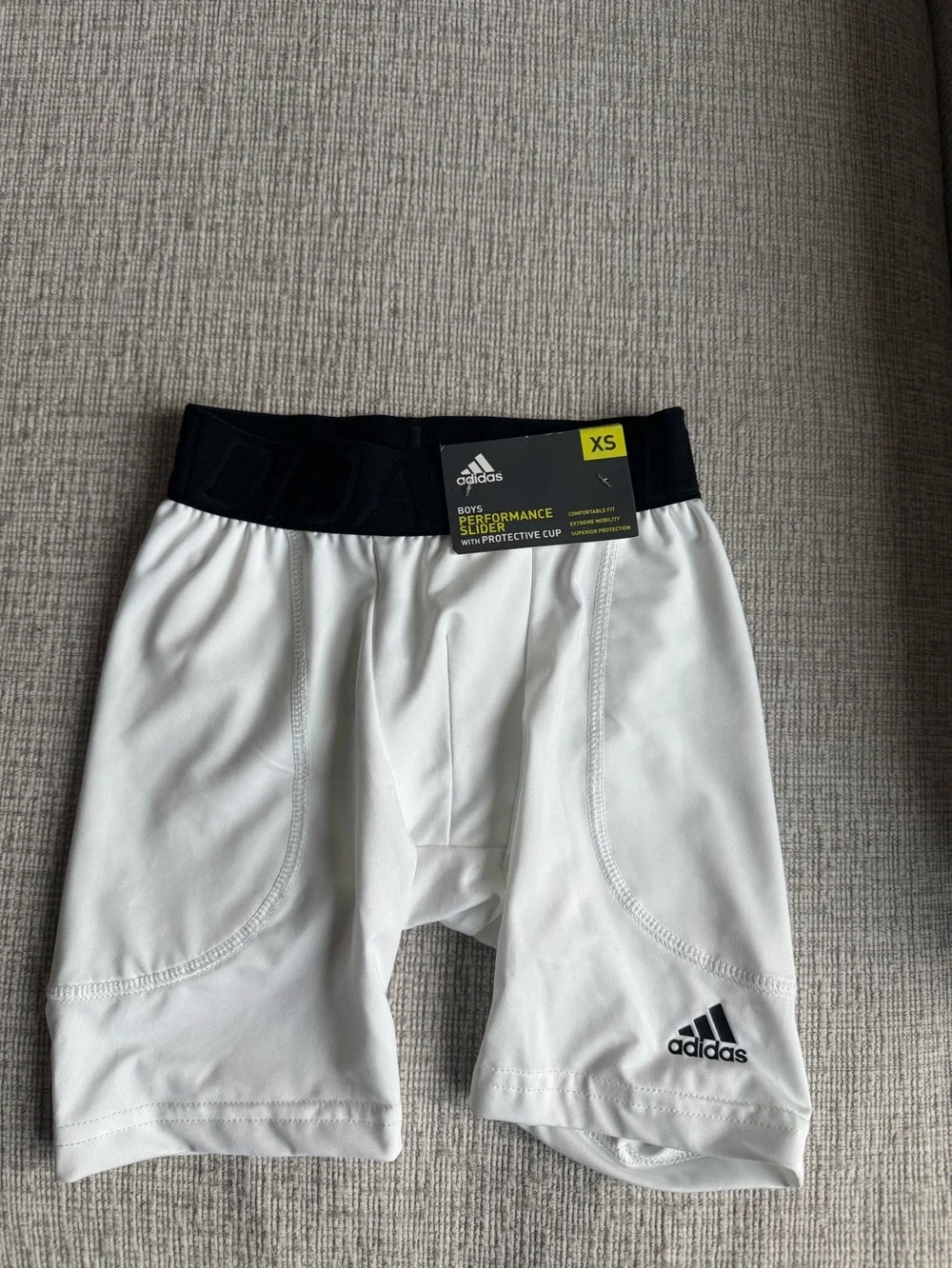 adidas Boys' White Performance slider Compression Shorts